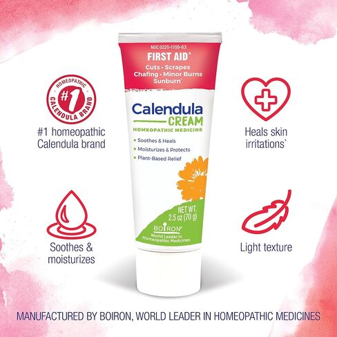 Boiron Calendula Cream for Relief from Rashes, Skin Irritations, Razor Burn, Insect Bites, or Sunburns - Non-Greasy and Fragrance-Free - 2.5 oz in Saudi Arabia