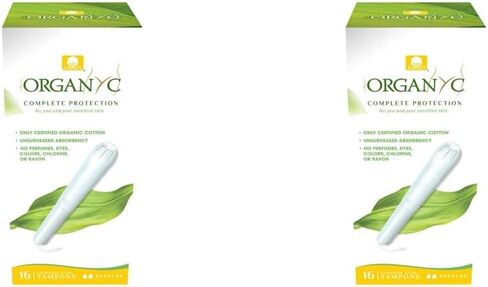 Organyc 100% Certified Organic Cotton Tampons, Cardboard Applicator, Free from Chlorine, Perfumes, Rayon and Chemicals, Regular, 16 Count in Saudi Arabia