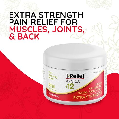 كريم T-Relief ذو القوة الإضافية بزهرة الأرنيكا + 12 نشاطًا طبيعيًا لتخفيف آلام الظهر وآلام المفاصل وآلام العضلات وتيبسها، تخفيف سريع المفعول لكامل الجسم للنساء والرجال - 3 أونصة in Kuwait