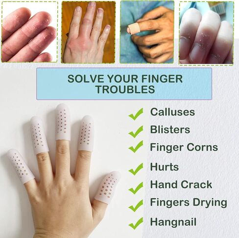 14 قطعة من واقيات أصابع السيليكون من كريس كيكومي، ضمادة أصابع - أغطية أصابع جديدة قابلة للتنفس مع فتحات لتشقق الأصابع، والأكزيما، وأصابع الزناد، والبثور، وإصبع القدم المكسور (أبيض) in Kuwait