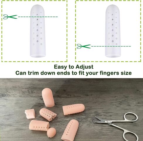 14 قطعة من واقيات أصابع السيليكون من كريس كيكومي، ضمادة أصابع - أغطية أصابع جديدة قابلة للتنفس مع فتحات لتشقق الأصابع، والأكزيما، وأصابع الزناد، والبثور، وإصبع القدم المكسور (أبيض) in Kuwait