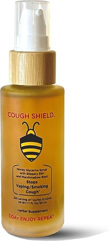 Stop Dry Cough with Cough Shield. 100% Natural, Honey-Based Syrup with Slippery Elm & Marshmallow Root. 220 Servings in Saudi Arabia