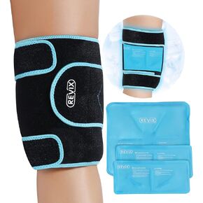 ريفكس عبوة ثلج لاصابات الركبة قابلة لاعادة الاستخدام مع دعامة ضغط باردة حول الركبة بالكامل للعضلات والغضروف المفصلي، 3 عبوات جل وحزام دعم من النيوبرين in Kuwait