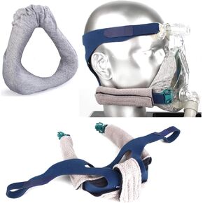 مجموعة مريحة لكامل الوجه CPAP - تتضمن بطانات وأغطية حزام الرقبة مع واقي قناع نوم ناعم - نظام يمنع خطوط الضغط وتسرب الهواء لنوم مريح في الليل in Kuwait