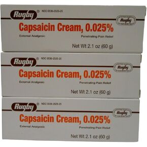Rugby Capsaicin 0.025% Cream, 2.1 Ounce (Pack of 3)