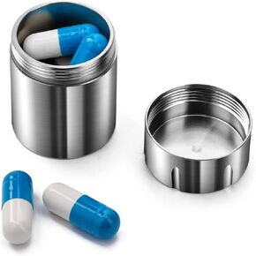 TISUR Pill Case Extension Compartments, Metal Titanium Pill Holder Pocket Small Pill Box Keychain Extra Extension,Pill Bottle Medicine Organizer Pill Container (1 Extension Compartment Without Cap) in Kuwait