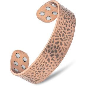 سوار مغناطيسي من النحاس النقي MagnetRX® - أساور نحاسية مغناطيسية - سوار نحاسي عريض قابل للتعديل مع 12 مغناطيس (نحاس مصقول، XS/S) in Kuwait