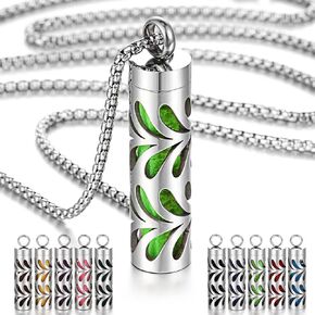 JEAN SMILE Essential Oil Necklace for Women, Aromatherapy Pendant Necklace 316L Stainless Steel Diffuser Necklace, Essential Oil Jewelry Gift for Men Women, Christmas, Birthday XN046-01