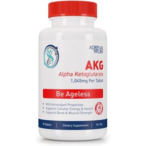 عمل الغدة الكظرية - مكمل AKG (ألفا كيتوجلوتارات) وإل أرجينين - 1000 مجم لكل قرص، كمية تكفي 90 يومًا - شيخوخة صحية من خلال الإصلاح الخلوي: عظام أقوى، شعر رمادي أقل، صحة أمعاء أفضل++ in Kuwait