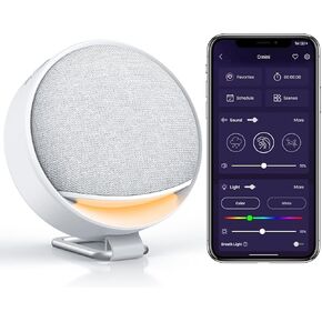 Hotmoon White Noise Machine Smart Sleep Sound Machine 200 Non Looping Sounds Portable Adjustable Brightness Soothing Therapy Bluetooth Timer APP Memory Function for Adults Kids Baby in Kuwait