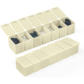 Weekly Small Pill Organizer, 7 Day Pill Case, Daily Vitamin Case Medicine Box, Pill Containers for Medicine Supplements Fish Oil(2Pcs,Blue) in Kuwait