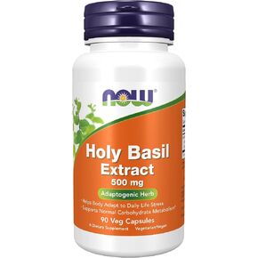 NOW Supplements, Holy Basil Extract 500 mg (Holy Basil is a Sacred Plant in Ayurveda), 90 Veg Capsules in Kuwait