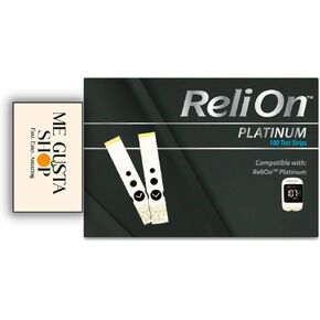 شرائط اختبار نسبة الجلوكوز في الدم البلاتينية من ريلاون، 100 قطعة (عبوة من 01) 100 ملصق إجمالي + ملصقات Me Gustas in Kuwait