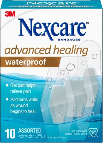 Nexcare Advanced Healing Hydrocolloid Pads 6 Pack and Waterproof Bandages 10 Count Wound Care Bundle in Saudi Arabia