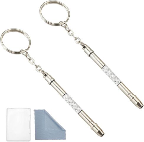 Glasses Repair Kit with Precision 5 in 1 Mini Screwdrivers Set Keychain for Eyeglasses, Sunglasses, Jewelry, Watch, Electronics, Toy, Eye glass Repairing Kit, Hex, Phillips, Flat Head (2pcs Black) in Kuwait