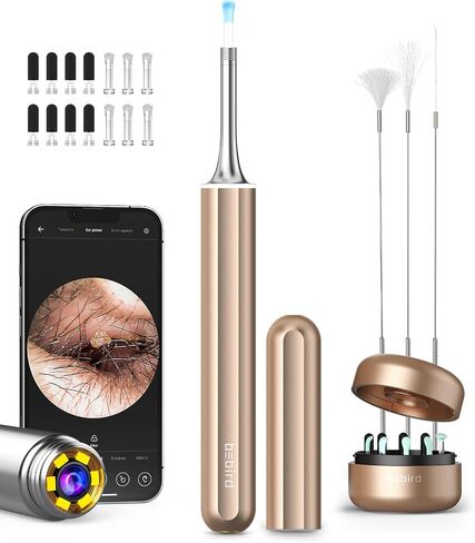 Ear Wax Removal Tool Camera, BEBIRD Ear Cleaning Kit, Earwax Removal Kit with 1080P Otoscope,6LED Light, Ear Wax Removal Kit with 9 Ear Pick, Ear Camera Compatible for iPhone,Android in Saudi Arabia