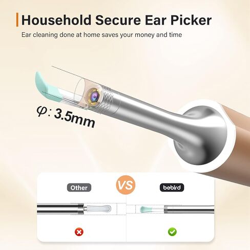 Ear Wax Removal Tool Camera, BEBIRD Ear Cleaning Kit, Earwax Removal Kit with 1080P Otoscope,6LED Light, Ear Wax Removal Kit with 9 Ear Pick, Ear Camera Compatible for iPhone,Android in Saudi Arabia