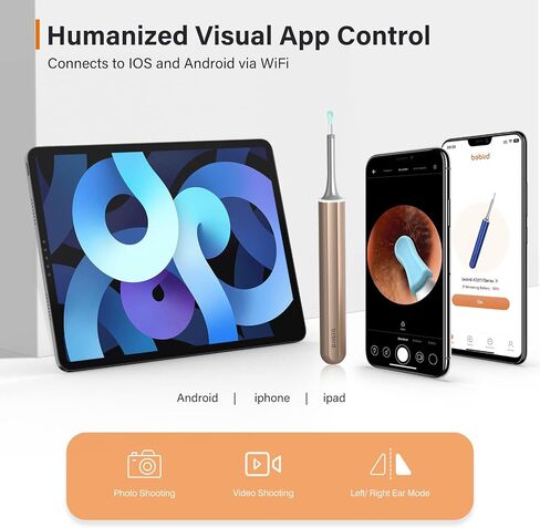 Ear Wax Removal Tool Camera, BEBIRD Ear Cleaning Kit, Earwax Removal Kit with 1080P Otoscope,6LED Light, Ear Wax Removal Kit with 9 Ear Pick, Ear Camera Compatible for iPhone,Android in Saudi Arabia
