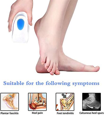 Silicone Gel Heel Cups- Pair of Heel Cushion Shoe Inserts Plantar Fasciitis Inserts - Silicone Gel Heel Pads for Heel Pain, Bone Spur & Achilles Pain (Blue) in Kuwait