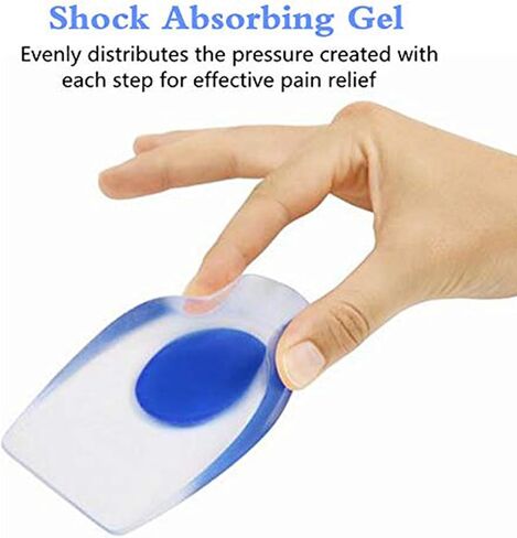 Silicone Gel Heel Cups- Pair of Heel Cushion Shoe Inserts Plantar Fasciitis Inserts - Silicone Gel Heel Pads for Heel Pain, Bone Spur & Achilles Pain (Blue) in Kuwait