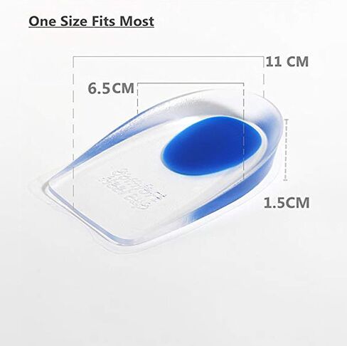 Silicone Gel Heel Cups- Pair of Heel Cushion Shoe Inserts Plantar Fasciitis Inserts - Silicone Gel Heel Pads for Heel Pain, Bone Spur & Achilles Pain (Blue) in Kuwait