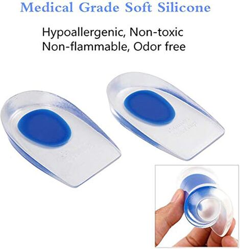 Silicone Gel Heel Cups- Pair of Heel Cushion Shoe Inserts Plantar Fasciitis Inserts - Silicone Gel Heel Pads for Heel Pain, Bone Spur & Achilles Pain (Blue) in Kuwait