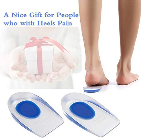 Silicone Gel Heel Cups- Pair of Heel Cushion Shoe Inserts Plantar Fasciitis Inserts - Silicone Gel Heel Pads for Heel Pain, Bone Spur & Achilles Pain (Blue) in Kuwait