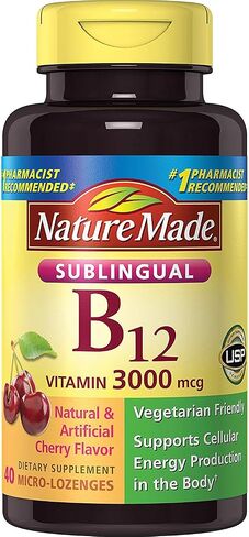 Nature Made Vitamin B-12 3000mcg, Sublingual Lozenges, Cherry 40 ea (Pack of 2) in Saudi Arabia