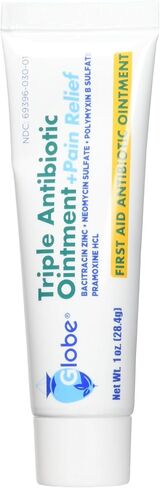Globe Triple Antibiotic + Pain Relief Dual Action Ointment 1oz | First Aid Antibiotic | Soothes Pain, Cuts, Burns and Scrapes | 24 Hour Infection Protection (1 Tube) in Kuwait
