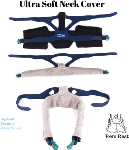 مجموعة مريحة لكامل الوجه CPAP - تتضمن بطانات وأغطية حزام الرقبة مع واقي قناع نوم ناعم - نظام يمنع خطوط الضغط وتسرب الهواء لنوم مريح في الليل in Kuwait