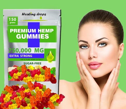 Hemp Gummies 750,000mg Premium Organic Sugar-Free Natural Health Support High Potency Rich in Vitamins B E C D Omega 3 6 9 Super Gummy Bears in Saudi Arabia