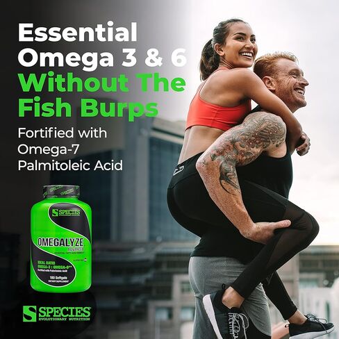 مكملات دعم أوميجاليز من شركة Species Nutrition، تركيبة الأحماض الدهنية الأساسية، مكمل للمساعدة في تحقيق أقصى قدر من التعافي، تركيبة أوميغا 3،6 و7، 180 كبسولة in Kuwait