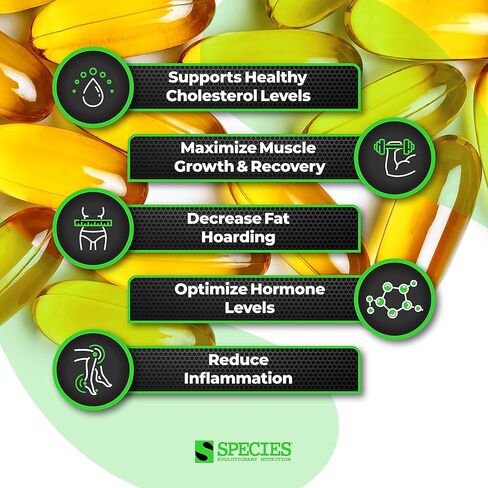 مكملات دعم أوميجاليز من شركة Species Nutrition، تركيبة الأحماض الدهنية الأساسية، مكمل للمساعدة في تحقيق أقصى قدر من التعافي، تركيبة أوميغا 3،6 و7، 180 كبسولة in Kuwait