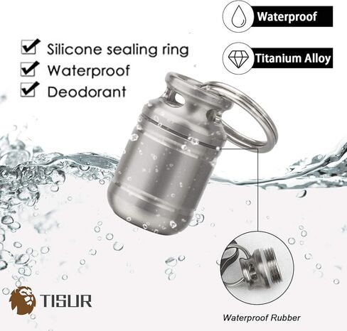أغطية حبوب منع الحمل المحمولة من TISUR، حامل حبوب دواء من التيتانيوم المعدني، صندوق حبوب الدواء، سلسلة مفاتيح مضادة للماء، زجاجة حبوب الدواء، حاوية لتنظيم الأدوية للسفر، والتخييم في الهواء الطلق in Kuwait