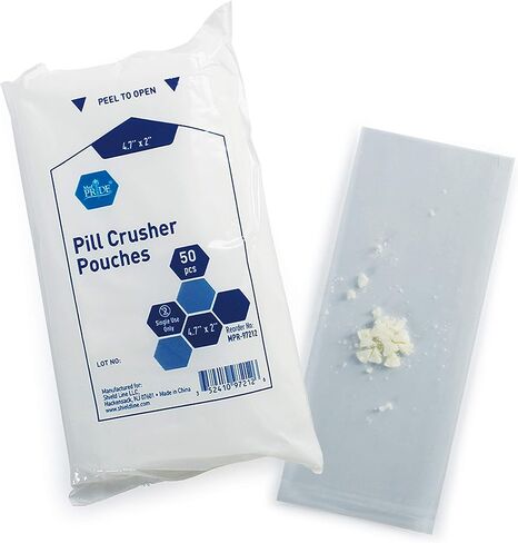 اكياس كسارة حبوب الدواء من ميدبرايد - عبوة من 1000 كسارة ادوية للاستعمال مرة واحدة - اكياس تكسير اقراص شفافة من الدرجة الطبية لسهولة الاستهلاك بدون نفايات - تمنع التلوث المتبادل (4.7 انش × 2 انش) in Kuwait