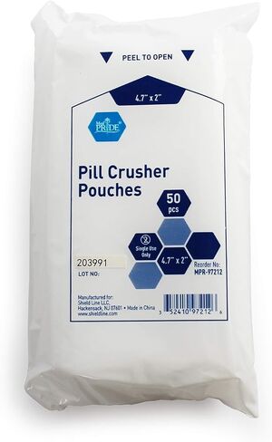 اكياس كسارة حبوب الدواء من ميدبرايد - عبوة من 1000 كسارة ادوية للاستعمال مرة واحدة - اكياس تكسير اقراص شفافة من الدرجة الطبية لسهولة الاستهلاك بدون نفايات - تمنع التلوث المتبادل (4.7 انش × 2 انش) in Kuwait
