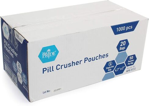 اكياس كسارة حبوب الدواء من ميدبرايد - عبوة من 1000 كسارة ادوية للاستعمال مرة واحدة - اكياس تكسير اقراص شفافة من الدرجة الطبية لسهولة الاستهلاك بدون نفايات - تمنع التلوث المتبادل (4.7 انش × 2 انش) in Kuwait