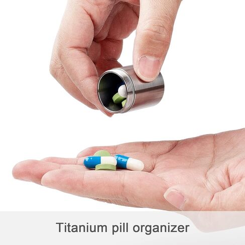 TISUR Pill Case Extension Compartments, Metal Titanium Pill Holder Pocket Small Pill Box Keychain Extra Extension,Pill Bottle Medicine Organizer Pill Container (1 Extension Compartment Without Cap) in Kuwait