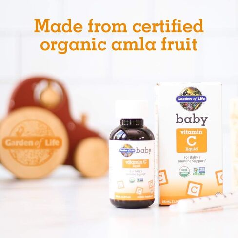 Garden of Life Baby Vitamin C Drops for Infants and Toddlers, Organic Whole Food Liquid Vitamin C 45mg Immune Support for Babies from Amla Fruit, Citrus Flavor, Vegan & Gluten Free, 56 mL (1.9 fl oz) in Saudi Arabia