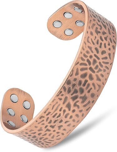 سوار مغناطيسي من النحاس النقي MagnetRX® - أساور نحاسية مغناطيسية - سوار نحاسي عريض قابل للتعديل مع 12 مغناطيس (نحاس مصقول، XS/S) in Kuwait