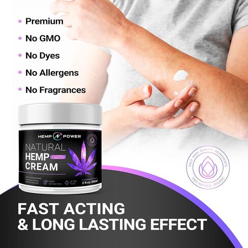 HEMP POWER Joint Muscle Relief Cream, with Hemp, Menthol, MSM Arnica, Support Your Back, Muscles, Joints, Neck, Shoulder, Knee, Nerves - 2 Fl Oz. in Saudi Arabia