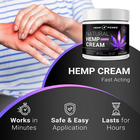 HEMP POWER Joint Muscle Relief Cream, with Hemp, Menthol, MSM Arnica, Support Your Back, Muscles, Joints, Neck, Shoulder, Knee, Nerves - 2 Fl Oz. in Saudi Arabia