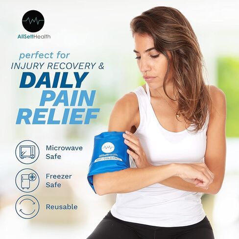 عبوات ثلج للإصابات - عبوتان - عبوة باردة ساخنة - عبوات ثلج قابلة لإعادة الاستخدام وضغط حراري - لف ناعم حول وسادة جل للركبة والكتف والرقبة والظهر والكاحل - التدفئة والتبريد وتخفيف الألم والتعافي من الإصابات in Kuwait