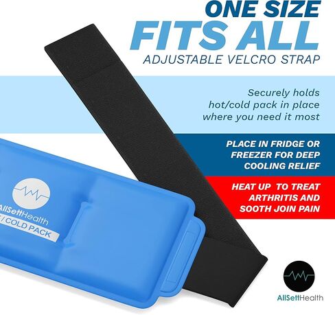 عبوات ثلج للإصابات - عبوتان - عبوة باردة ساخنة - عبوات ثلج قابلة لإعادة الاستخدام وضغط حراري - لف ناعم حول وسادة جل للركبة والكتف والرقبة والظهر والكاحل - التدفئة والتبريد وتخفيف الألم والتعافي من الإصابات in Kuwait