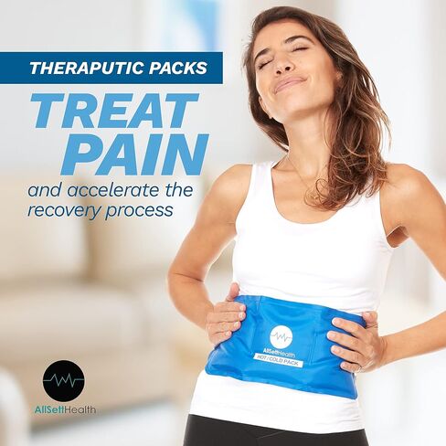 عبوات ثلج للإصابات - عبوتان - عبوة باردة ساخنة - عبوات ثلج قابلة لإعادة الاستخدام وضغط حراري - لف ناعم حول وسادة جل للركبة والكتف والرقبة والظهر والكاحل - التدفئة والتبريد وتخفيف الألم والتعافي من الإصابات in Kuwait