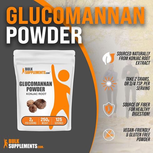 BULKSUPPLEMENTS.COM مسحوق الجلوكومانان - مسحوق مستخلص جذر الكونجاك، مسحوق مكملات الألياف، مسحوق الكونجاك - مكملات الألياف القابلة للذوبان، خالي من الغلوتين، 2 جرام لكل وجبة، 100 جرام (3.5 أونصة) in Kuwait