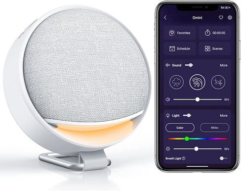 Hotmoon White Noise Machine Smart Sleep Sound Machine 200 Non Looping Sounds Portable Adjustable Brightness Soothing Therapy Bluetooth Timer APP Memory Function for Adults Kids Baby in Kuwait