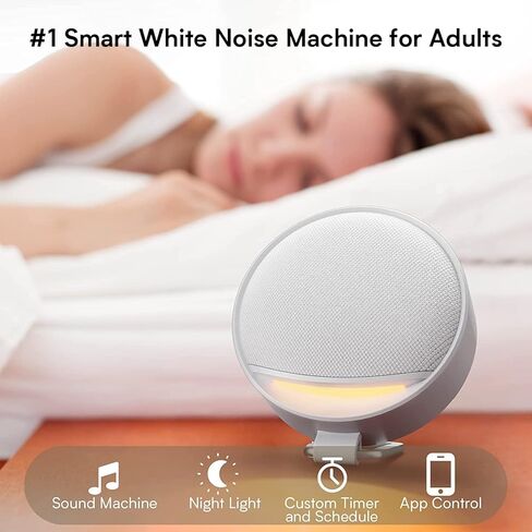 Hotmoon White Noise Machine Smart Sleep Sound Machine 200 Non Looping Sounds Portable Adjustable Brightness Soothing Therapy Bluetooth Timer APP Memory Function for Adults Kids Baby in Kuwait