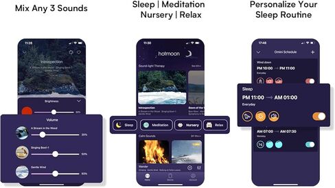 Hotmoon White Noise Machine Smart Sleep Sound Machine 200 Non Looping Sounds Portable Adjustable Brightness Soothing Therapy Bluetooth Timer APP Memory Function for Adults Kids Baby in Kuwait