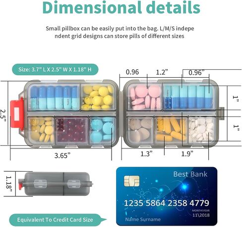4 Pack Travel Pill Organizer Small Pill Case Pocket Pill Box Portable Medicine Organizer Box with Lables and Pill Cutter (Multi-Color) in Saudi Arabia